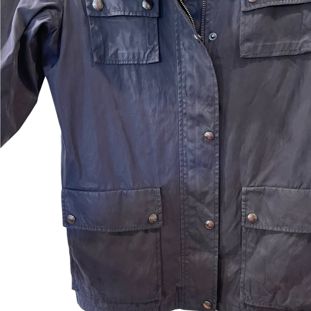 Banana Republic Womens Jacket Blue Waxed Canvas Corduroy Collar Barn Coat Medium - Picture 5 of 7